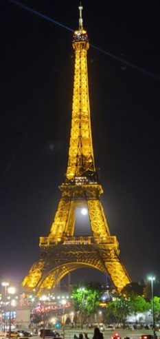 Eiffel Tower with the moon, Family Vacation, Paris France