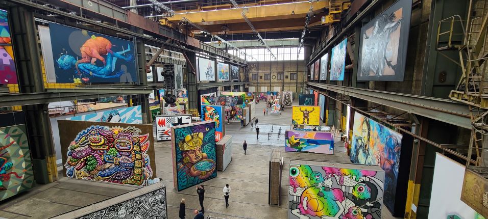 A panoramic view of STRAAT Street Art & Graffiti Museum, Panoramic view of the Amsterdam Graffiti Museum,