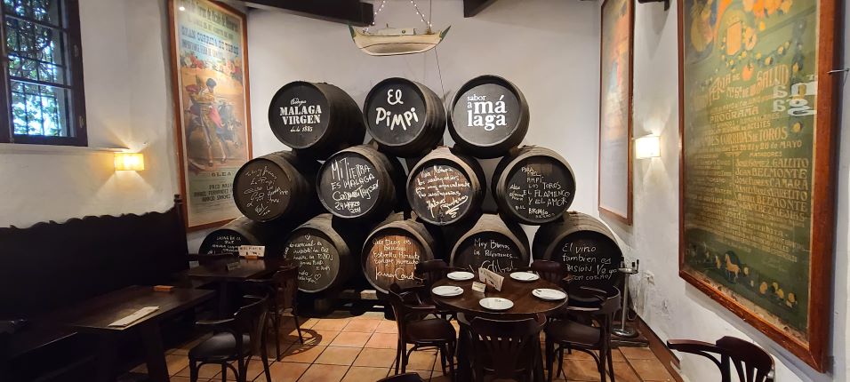 Inside El Pimpi restaurant, Malaga Restaurants, Coastal City of Malaga