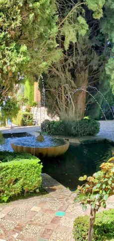 The Moorish gardens of Generalife inside the Alhambra complex