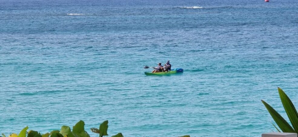 Kayaking during our St. Thomas Beach day