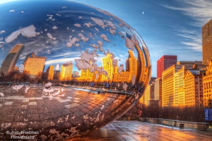 Chicago Bean Cloud Gate Sculpture in Millennium Park - photo by Josh Friedman Photography