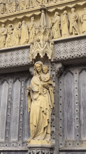 The Sculpture of Marry and Baby Jesus above the the Great North Door