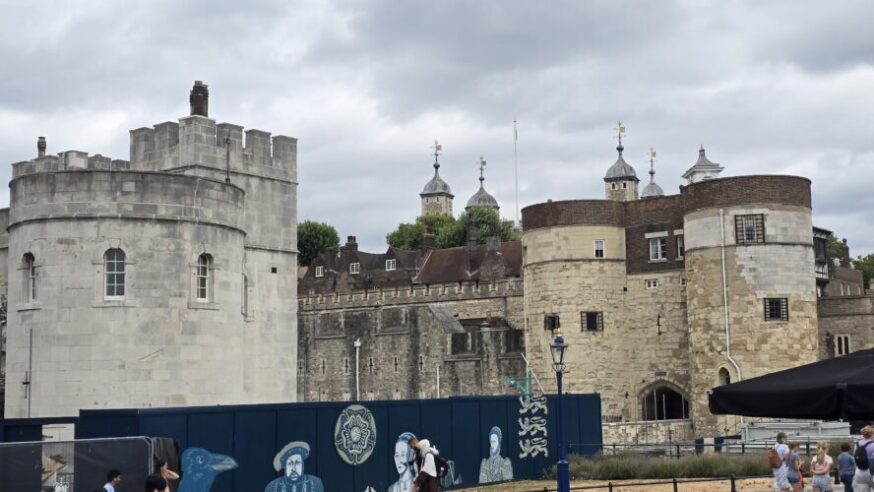 The walls surrounding the original Tower of London.