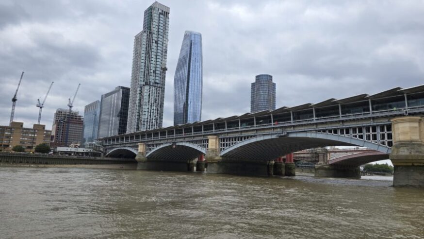 London's transit system. The train station over Thames