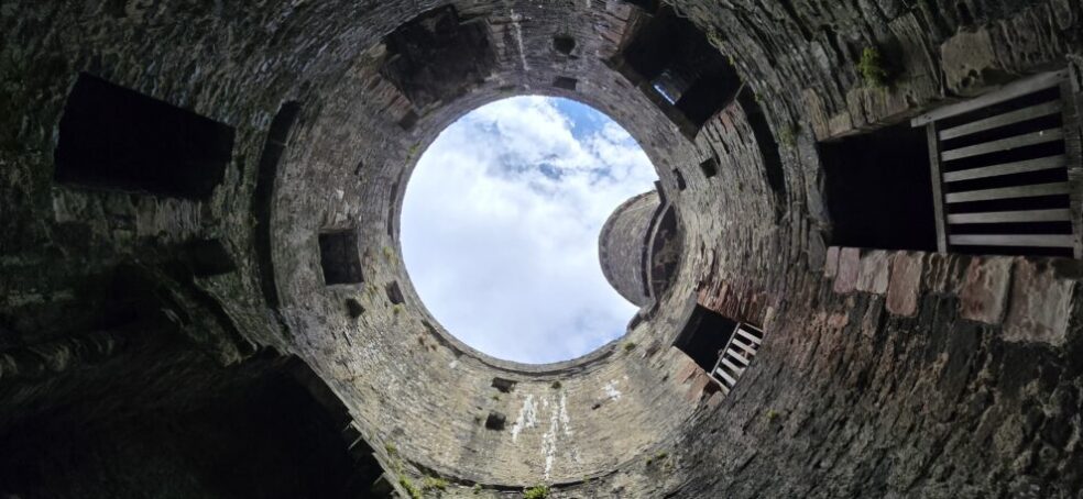 A view from inside a tower