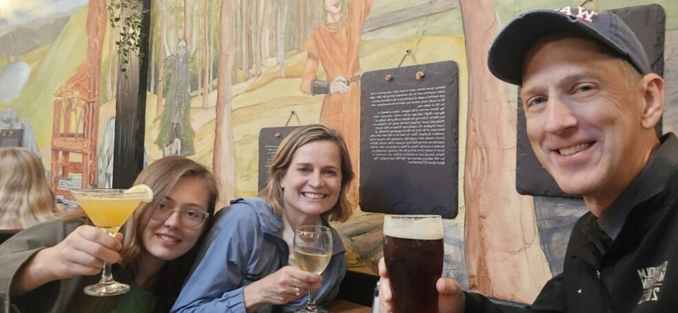 Inside The Black Boy Inn with the beautifully painted scenes from famous Welsh fairy tales